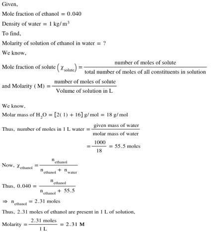 ethanol in water