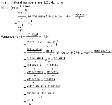 variance of first n natural numbers