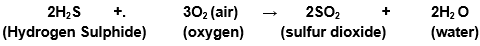 Hydrogen sulphide gas burns in air to give water and sulphur dioxide